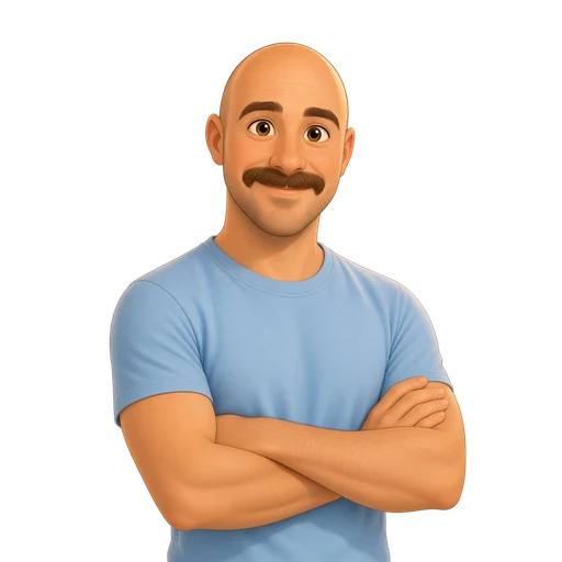 Cartoon of Lewis with his arms crossed, smiling